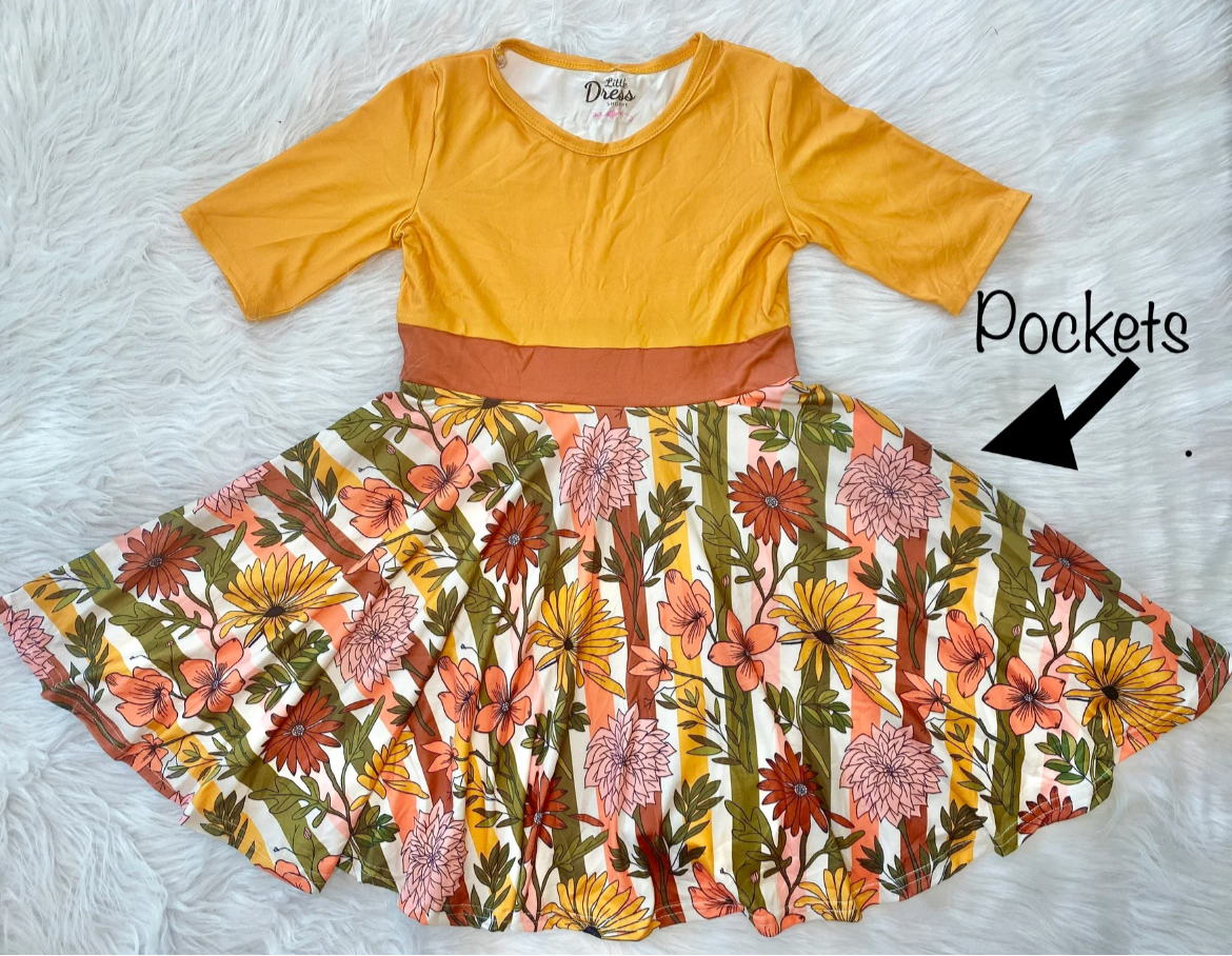 Fall Floral Twirl Dress