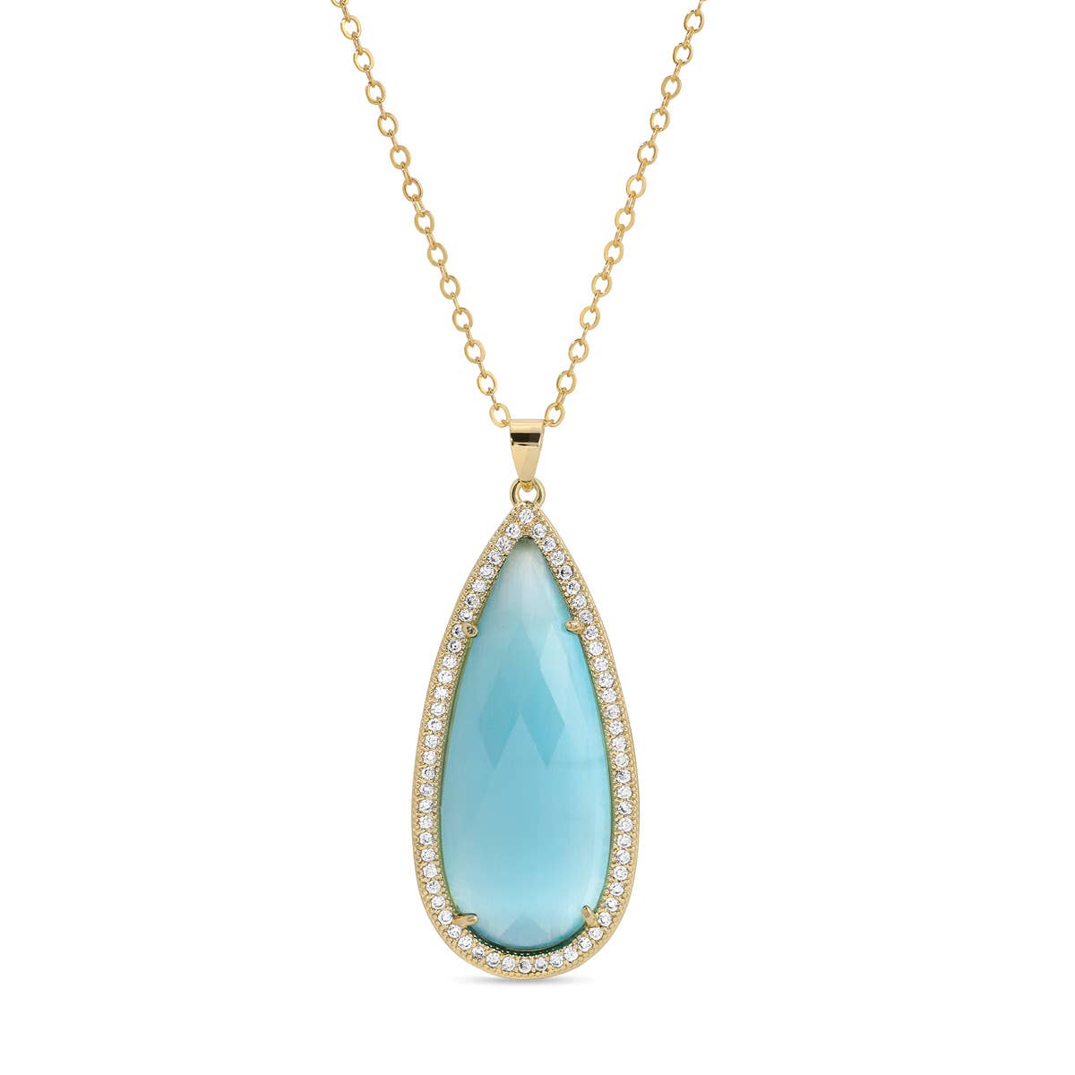 Piper, Long Shimmer Stone Pendant Necklace