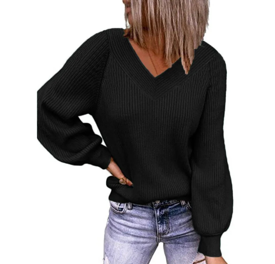 Knitted V-Neck Sweater