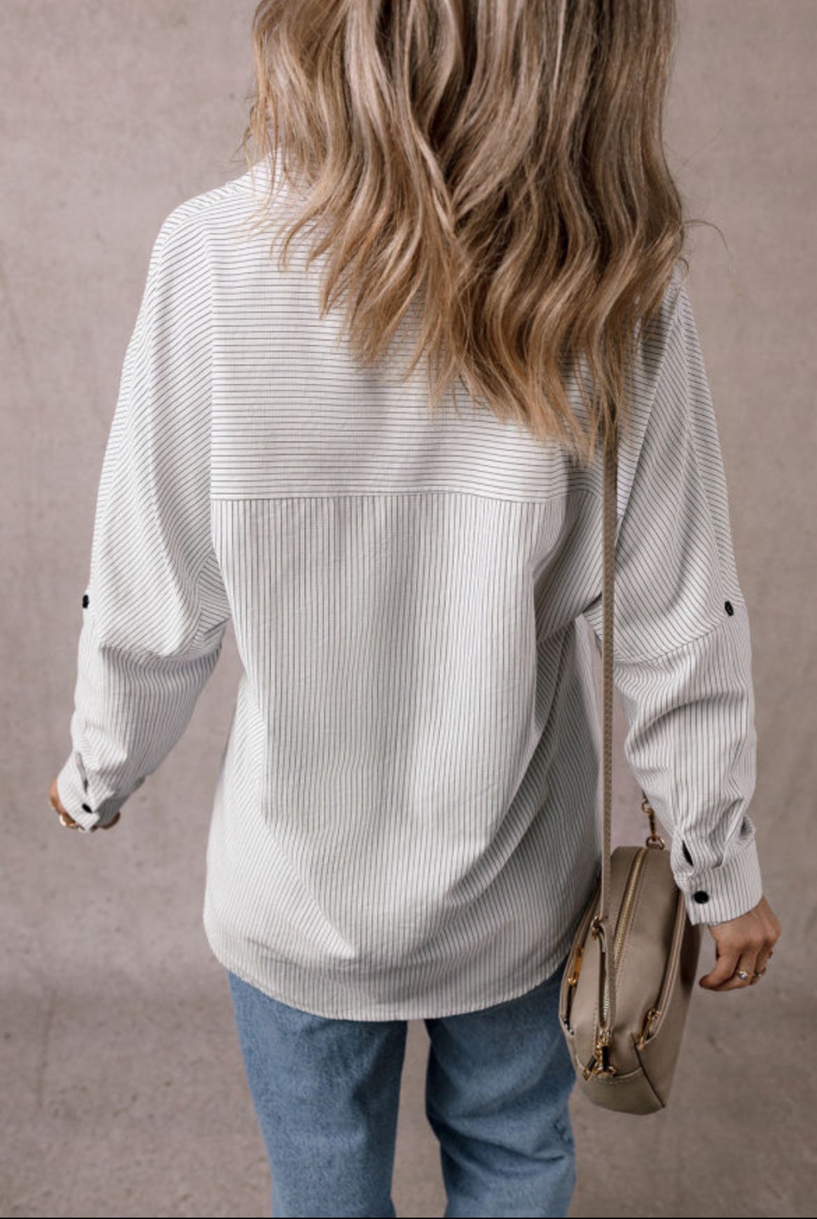 Pin Stripe Button Up Blouse