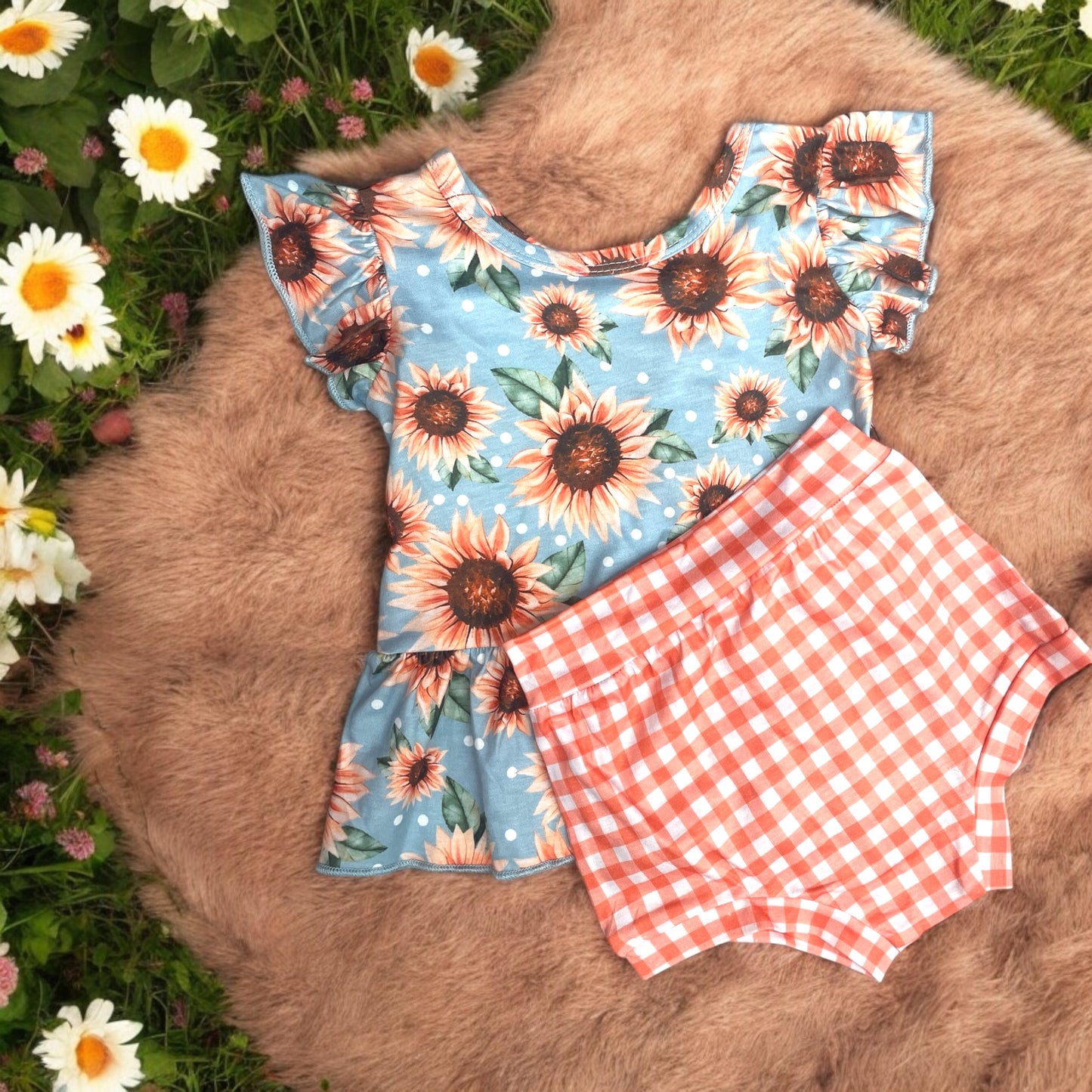 Infant Sunflower Plaid Romper