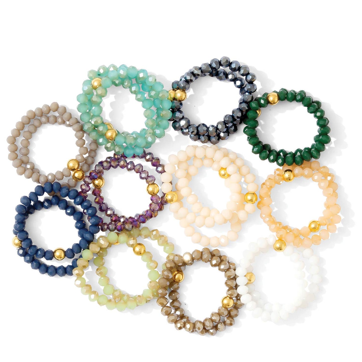 Set/24 Stretch Crystal Rings