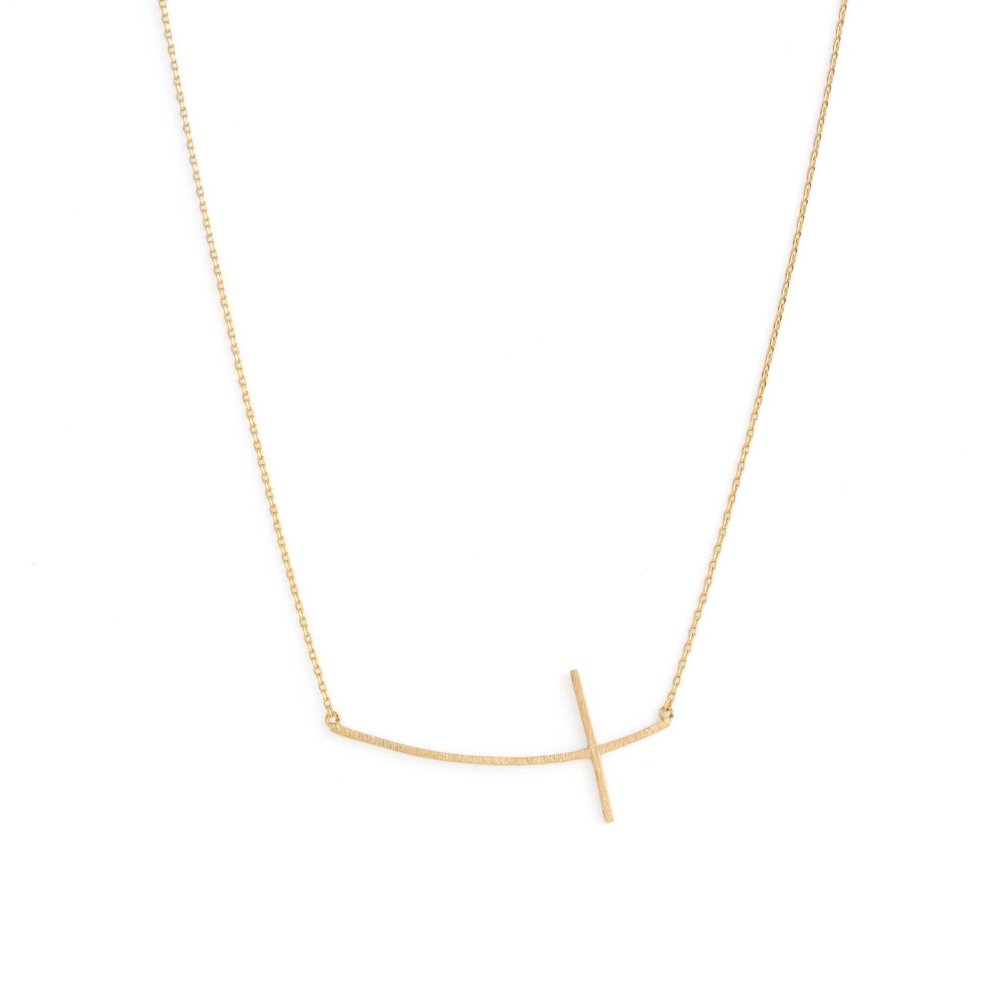 Brushed side cross Necklace