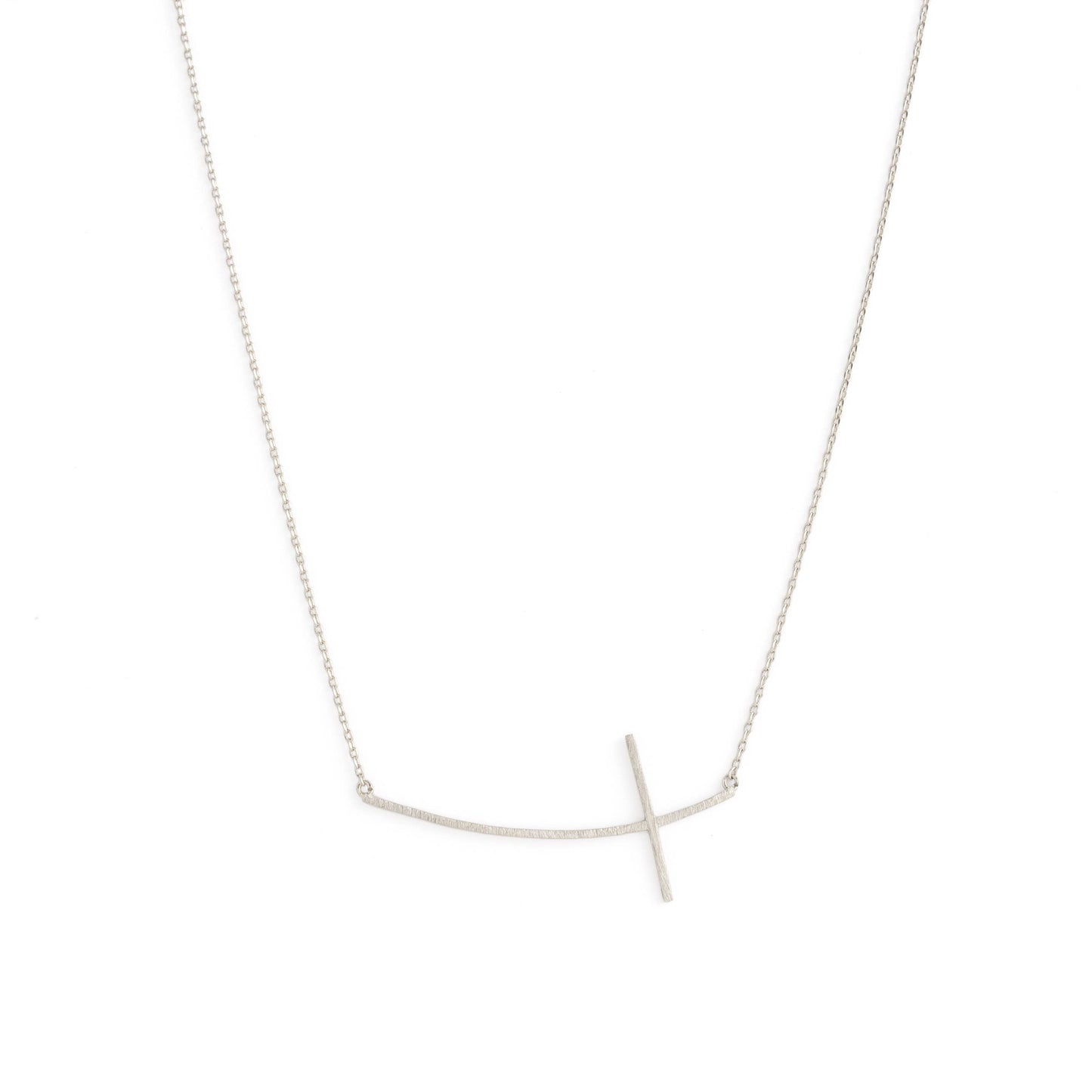 Brushed side cross Necklace