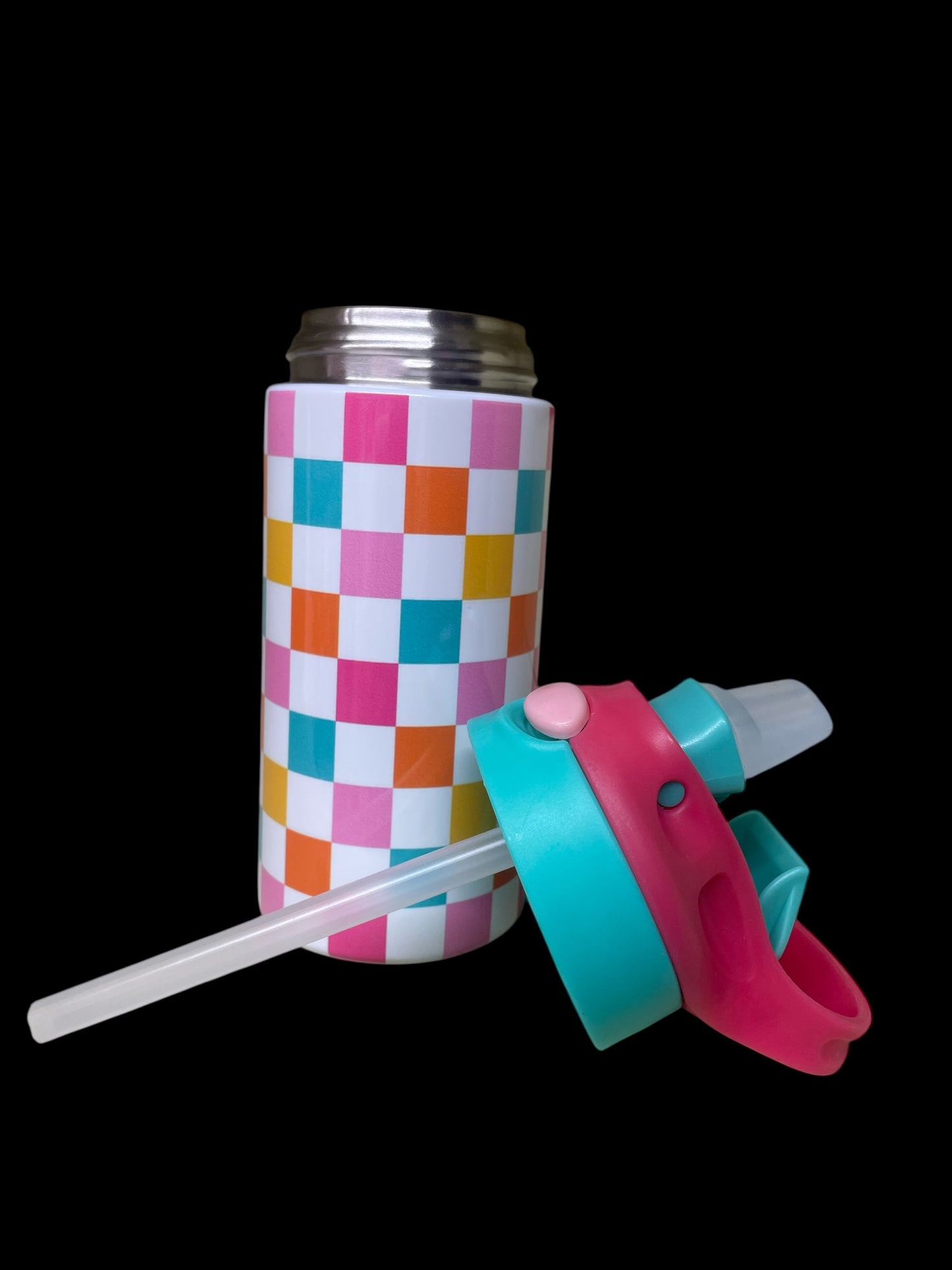 Multicolored Checkered Water Bottle