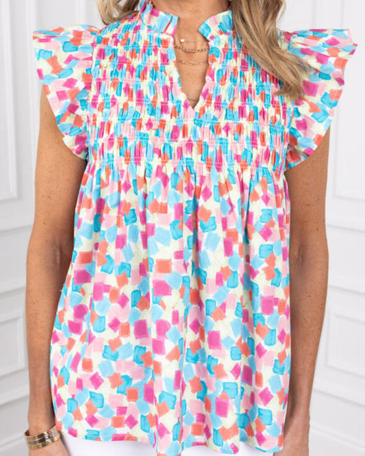 Multicolored Ruffled Blouse