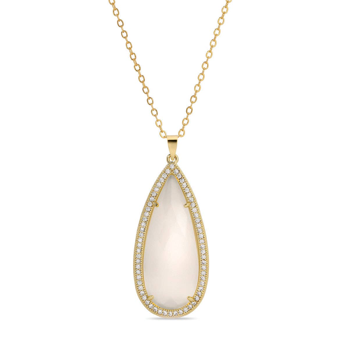 Piper, Long Shimmer Stone Pendant Necklace