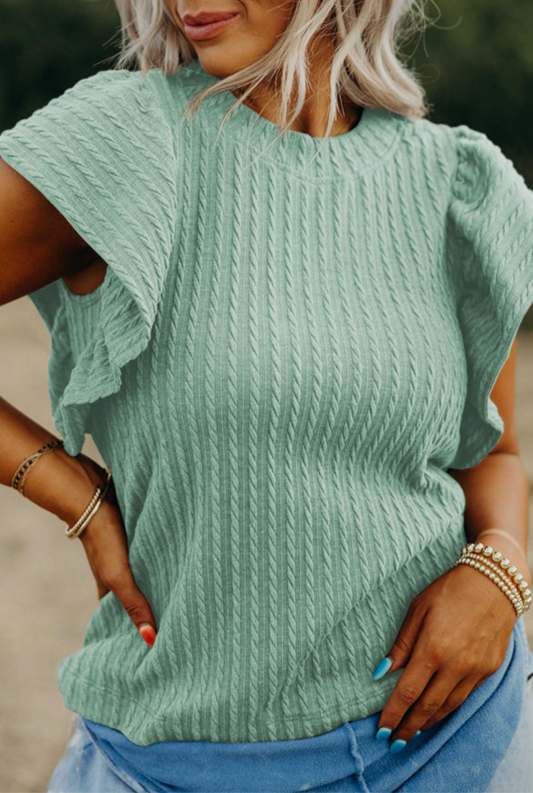 Textured Flutter sleeve Blouse