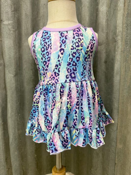 Infant Pastel Leopard Romper – Soft, Stretchy, Stain Resistant (0/3M–12/18M)