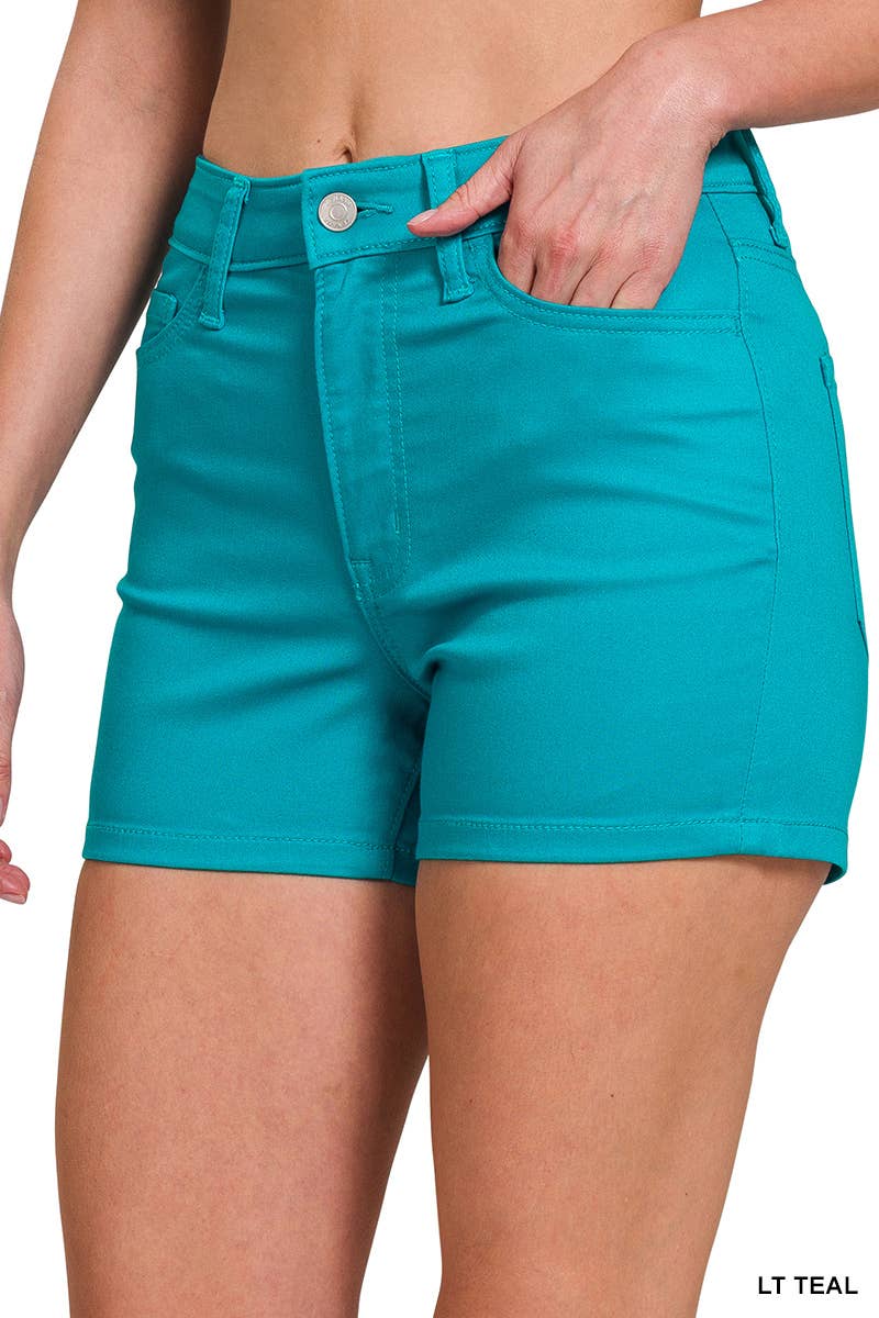 High Rise Color Jean Shorts