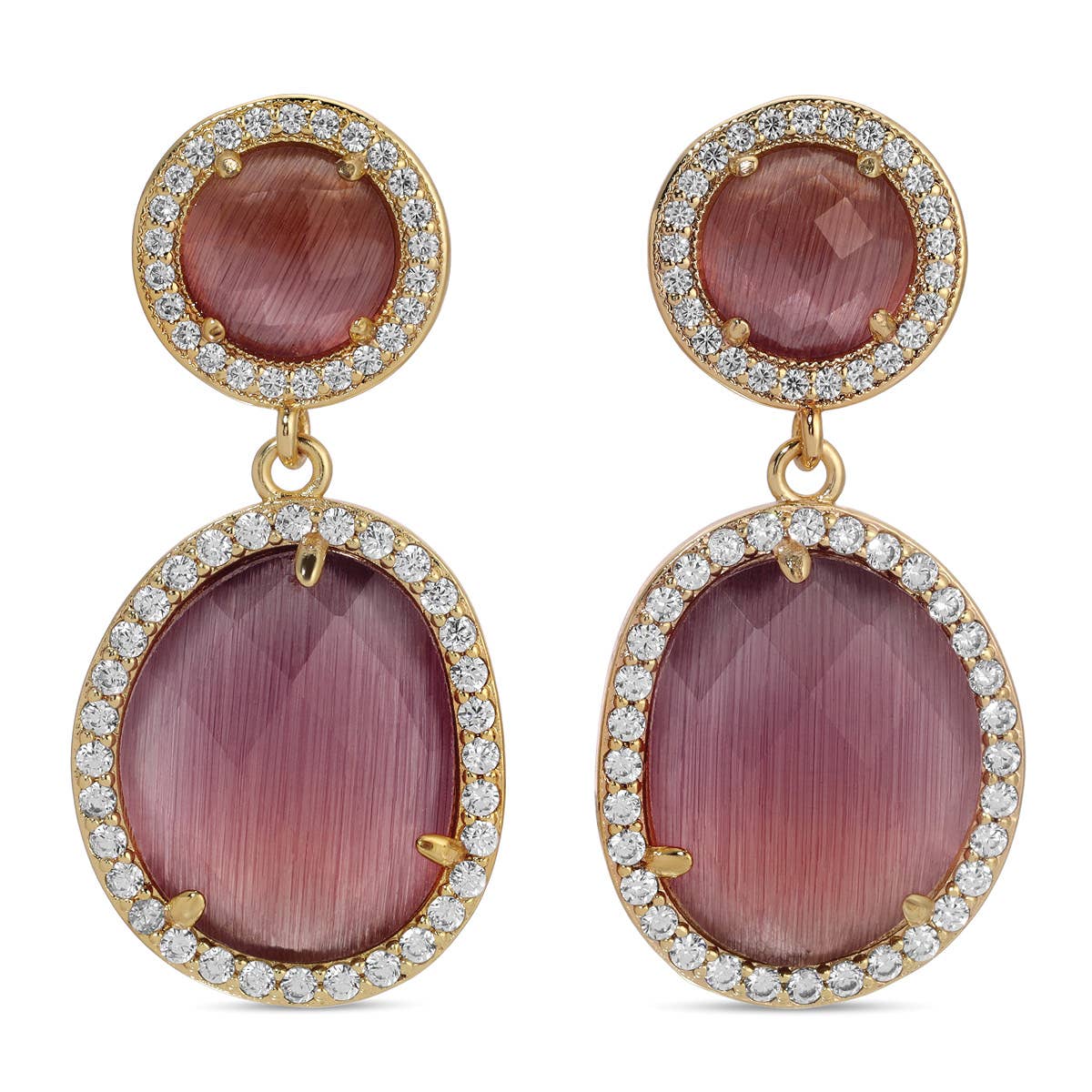 Clementine, Pave Stone Double Drop Earrings, SALE