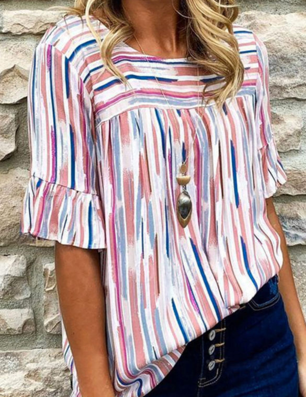 Abstract Striped Blouse