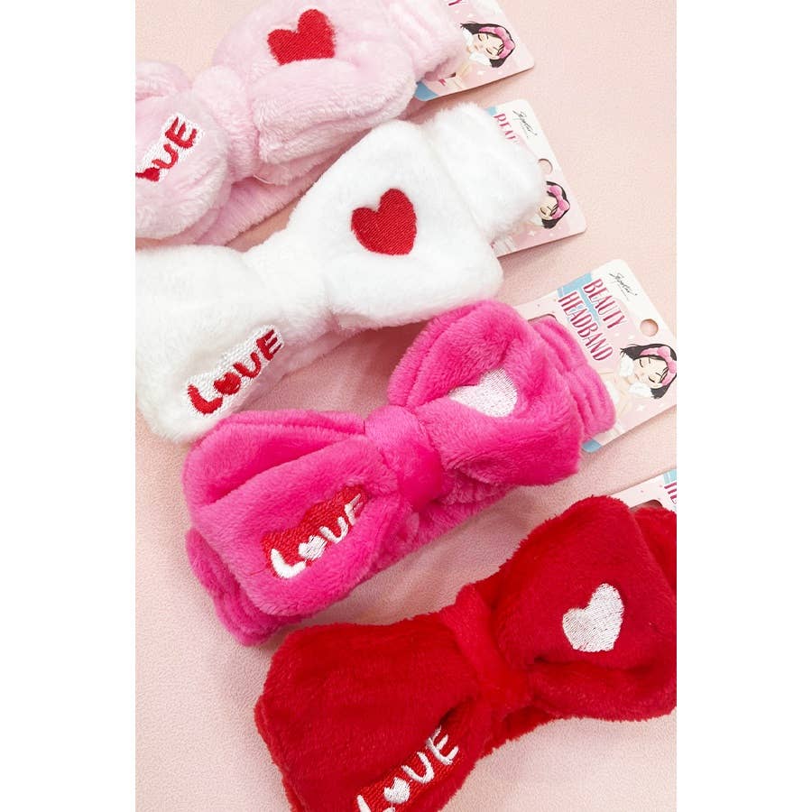 Love Heart Embroidered Shower Headband