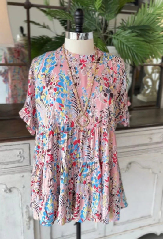 Ruffle Floral Babydoll Blouse