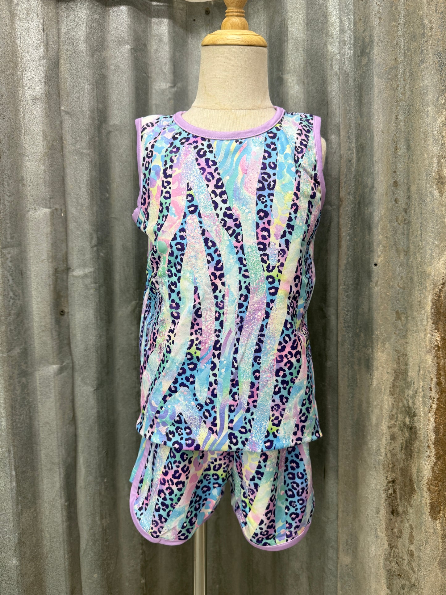 Pastel Safari Plush Short Set – Stain-Resistant, Wrinkle-Free Toddler Outfit (2T–6/6X)