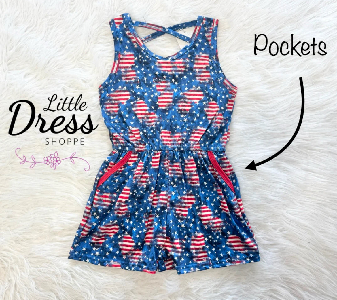 Blue Stars & Stripes Romper