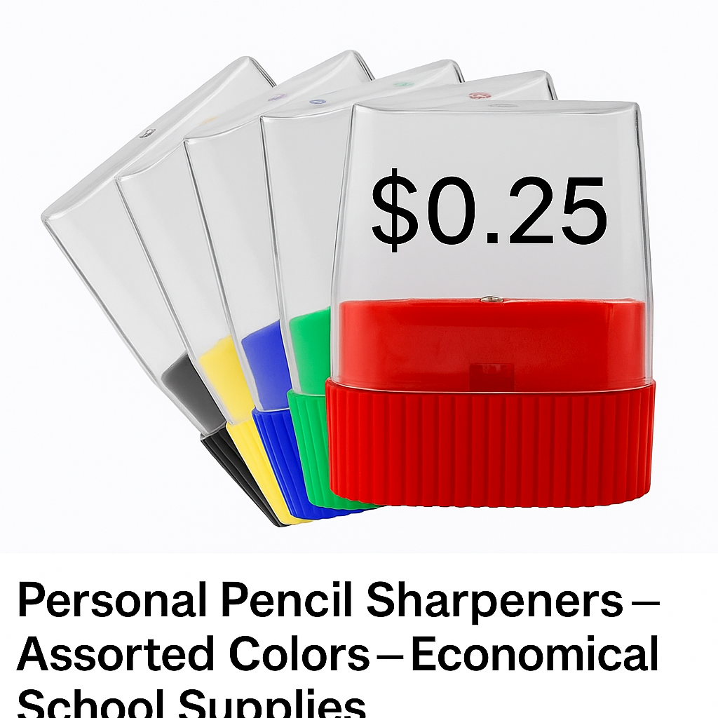 Personal Pencil Sharpener – Assorted Colors – Compact School & Art Supply – Only $0.25