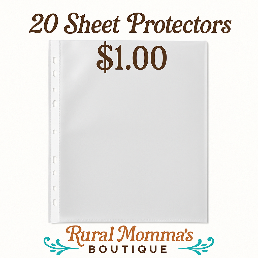 20-Pack Sheet Protectors – Clear Plastic Binder Sleeves – Fits 8.5" x 11" – $1.00 School & Office Supply