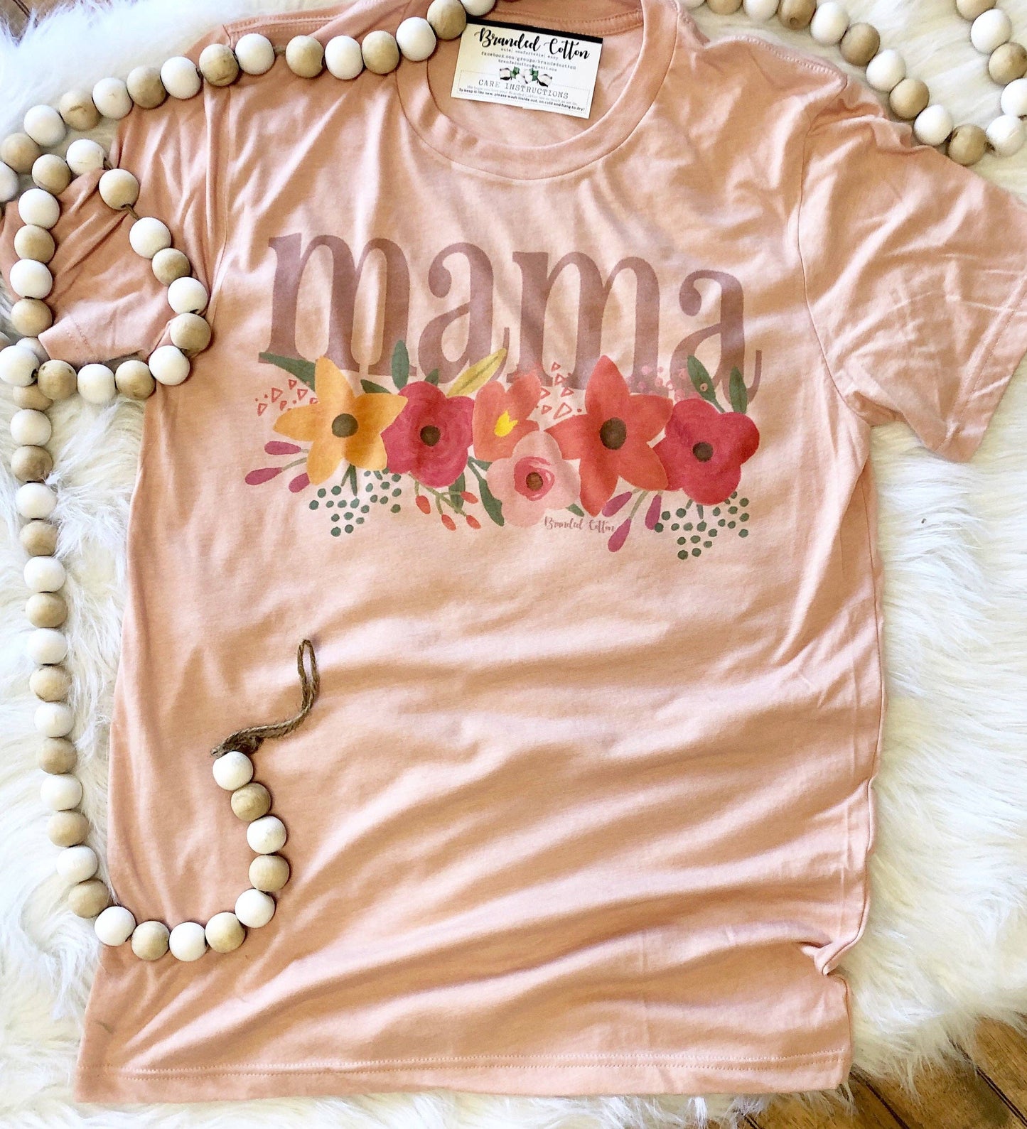 Customizable Mama Graphic T-Shirt for Women in Bella Peach