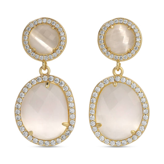 Clementine, Pave Stone Double Drop Earrings, SALE