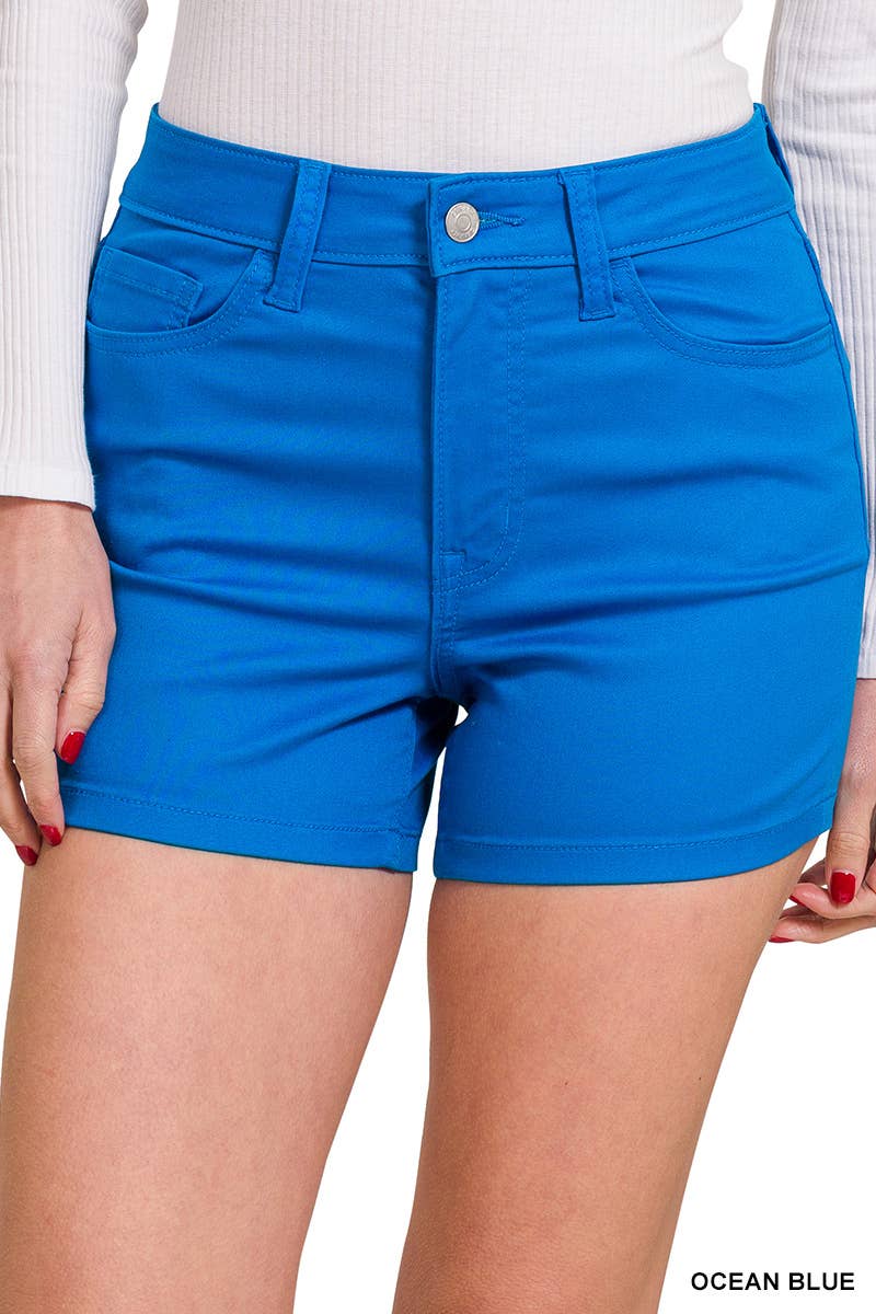 High Rise Color Jean Shorts
