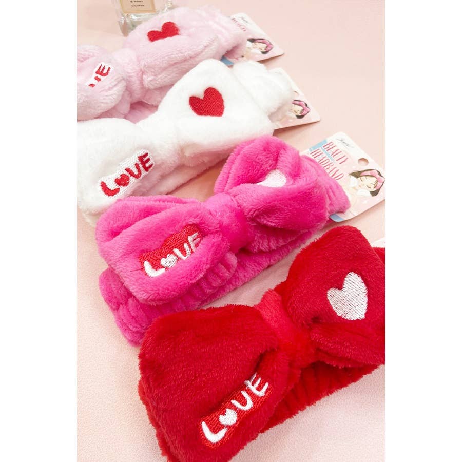 Love Heart Embroidered Shower Headband
