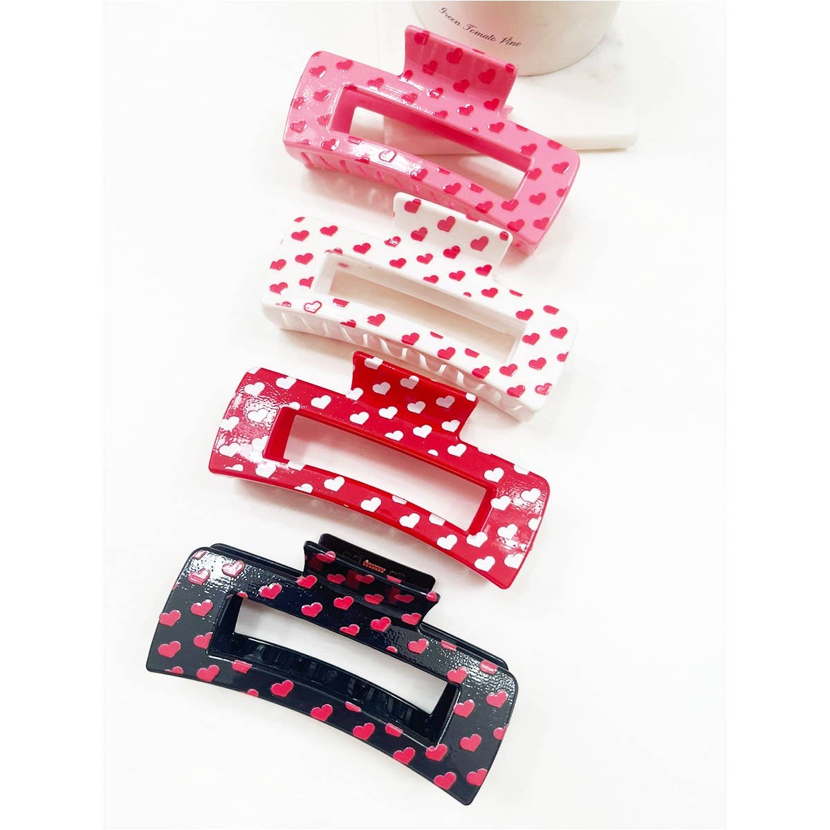 Heart Theme Printed Hair Claw