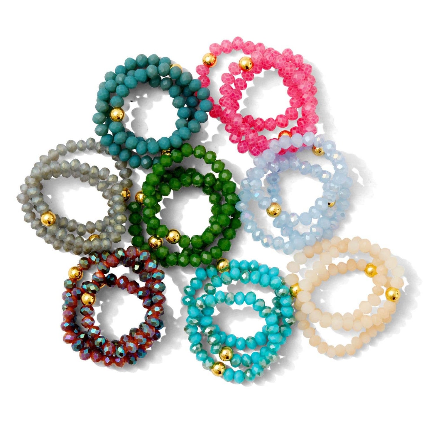 Set/24 Stretch Crystal Rings